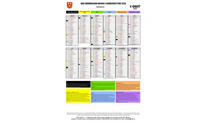 Harmonogram  - zber KO rok 2026
